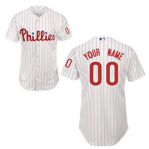 Philadelphia Phillies Authentic Style Personalized Home White Pinstriped Jersey