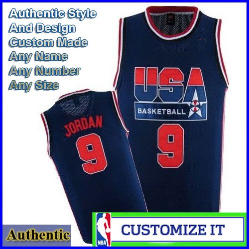 Michael Jordan 1992 Dream Team Authentic Style Blue Basketball Jersey  