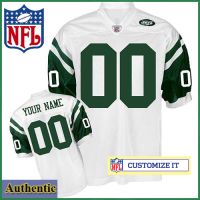 New York Jets RBK Style Authentic White Ladies Jersey (Customized or Blank)